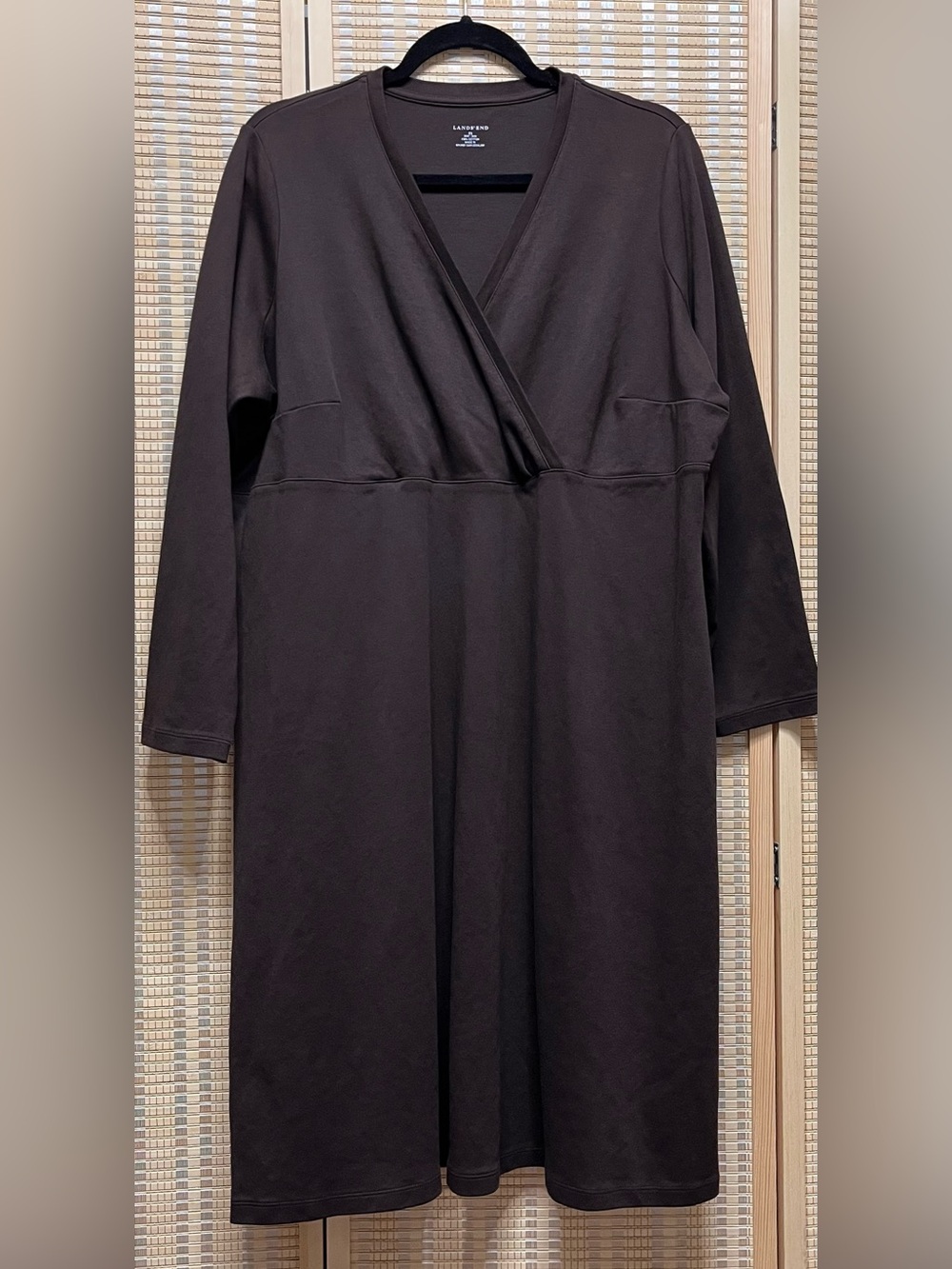 Lands' End chocolate brown wrap-Style dress